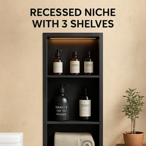 Noir étanche cuisine toilette caché salle de bain mur <span class=keywords><strong>Niche</strong></span> <span class=keywords><strong>douche</strong></span> métal salle de bain intégré en acier inoxydable <span class=keywords><strong>Niche</strong></span> - Product Image 5