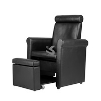 Fauteuil de massage multifonctionnel en cuir noir pour pédicure, inclinable, réglable, mobile et pliable