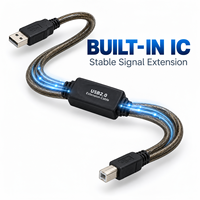 Câble d'imprimante USB 2.0 actif avec amplificateur de signal IC USB A vers B 480 Mbps pour imprimante scanner