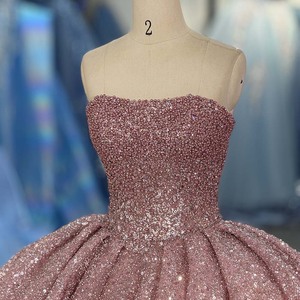ชุดราตรีงาน Quinceanera แบบคอเรือประดับเลื่อมมุกสีถั่วแดงสุดหรู 6979 แบบสำหรับผู้หญิง - Product Image 5