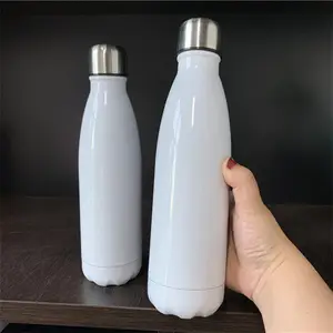 BPA Étanche À Double Paroi 17oz 500ml blanc Forme de Cola En Acier Inoxydable Bouteille D'eau pour Colorant de Presse De Chaleur de Sublimation