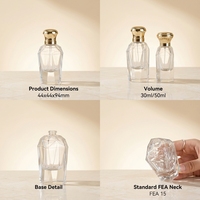 Meilleur Prix – Flacon de Parfum Vide Élégant à Col Facetté FEA15 de 30ml et 50ml, Bouteille Personnalisée avec Bouchon Doré – Prix Usine