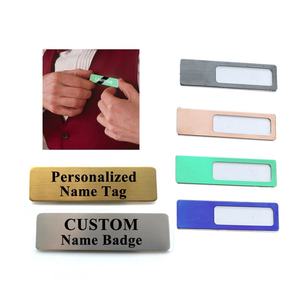 Customized Hotel <b>Name</b> Badge Pin Blank Metal Resin logo Custom Stainless Steel Laser Rectangular Staff <b>Name</b> <b>Tag</b> - Product Image 1