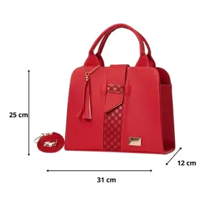 Bolso de Mujer Fana Malu con Diseño de Serpiente, Asas Rojas, Forro de PU, Adorno de Borla, para Uso Diario - Product Image 4