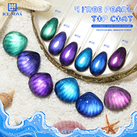4 Vernis de finition Pearl Top Coat sans HEMA ni TPO, pigment effet miroir brillant chromé transparent, poudre de paillettes Aurora Pearl White pour ongles, effet chrome
