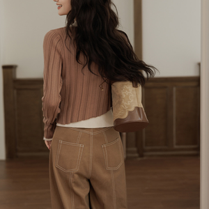 Completo da <span class=keywords><strong>donna</strong></span> maglione a maniche lunghe a due pezzi morbido lavorato a maglia morbido personalizzato - Product Image 6