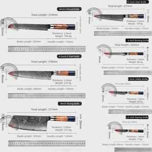 Cuchillo de Chef de Acero de Damasco de 67 Capas, Estilo Tradicional con Resina de Piñón de Pino, Ambidiestro, Sostenible, Venta al por Mayor - Kiritsuke Butcher - Product Image 4