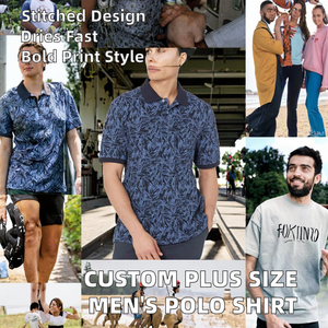 Chemises personnalisées grande taille pour hommes en jersey de haute qualité Spandex/Polyester, méthode de tissage non tissé imprimée, brodées, séchage rapide - Product Image 2