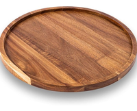 Plateau rond en bois d'acacia de 29 cm - Assiettes à nourriture/Assiettes de présentation/Planche à charcuterie pour la cuisine, cadeau