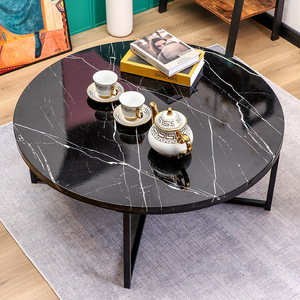 Mesa redonda pequeña, minimalista para uso doméstico, mesa auxiliar para sofá, mesa de centro de mármol personalizada para sala de estar, pequeña y de lujo ligero - Product Image 2