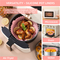 Panier de friteuse à air réutilisable de qualité alimentaire, compatible lave-vaisselle, moule pour four, accessoires pour micro-ondes, inserts ronds en silicone pour friteuse à air