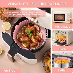 Panier de friteuse à air réutilisable de qualité alimentaire, compatible lave-vaisselle, moule pour four, accessoires pour micro-ondes, inserts ronds en silicone pour friteuse à air - Product Image 4