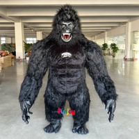 Costume de Mascotte Gonflable Gorille Rouge, Tenue de Personnage Pelucheux King Kong pour Halloween, Carnaval, Fête à Thème, Défilé
