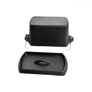 Four à pain en fonte Rôtissoire à <span class=keywords><strong>induction</strong></span> durable avec couvercle Plat de cuisson <span class=keywords><strong>rectangulaire</strong></span> pour la cuisson à la maison - Product Image 3