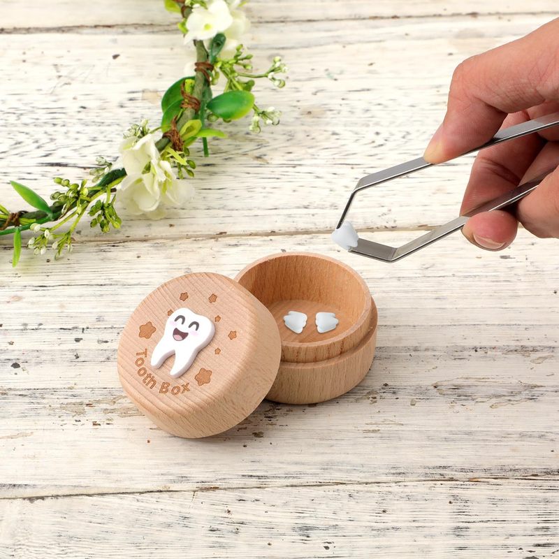 Round Solid Wood Baby Tooth Keepsake