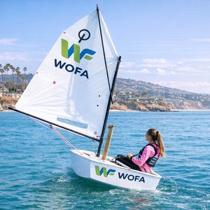 Barca <span class=keywords><strong>da</strong></span> <span class=keywords><strong>regata</strong></span> e per intrattenimento in vetroresina Langshen per bambini, classe OP (Optimist) - Uso commerciale, capacità 70 persone - Product Image 4