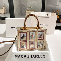 Sac fourre-tout vintage imprimé style industrie lourde, sac fourre-tout tendance et haut de gamme en cuir véritable, vente en gros