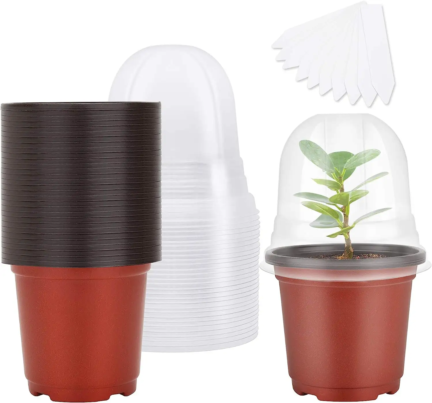 Vasi da vivaio da 6 pollici, vasi di plastica per piante con fori di drenaggio, vasi per piantine per fiori, piante da interno ed esterni