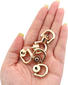 PCS Degree Rotatable <b>Bag</b> Hardware Gold Metal D Ring With <b>Stud</b> Screw Suitable For Handbag Belt Dog Collars Shoes DIY Leather Craf - Product Image 5