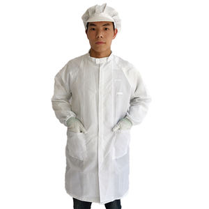 5mmストライプホワイトスタンドカラージッパークリーンルームスモックガウン帯電防止ラボコート<span class=keywords><strong>ESD</strong></span>安全服 - Product Image 3