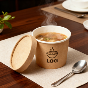 Ciotole e Contenitori per Alimenti in Carta Monouso Impermeabili da 8oz, 12oz, 16oz, 24oz, Rivestiti in Carta Bianca, Ecologici, con Coperchi in Carta - Product Image 1