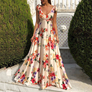 Vestido Largo Halter sin Espalda con Estampado Floral, Cintura Imperio, Sin Mangas, Vestido Maxi de Verano, Moda Femenina - Product Image 2