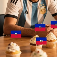Drapeau de gâteau jetable 3.5x2.5cm personnalisé en gros pour les événements sportifs Haïti jeu de balle cure-dents