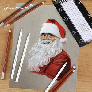 Panwenbo 6 cái bút chì phác thảo nổi bật bút chì than cứng màu trắng Bộ vẽ để vẽ phác thảo tô bóng pha trộn - Product Image 6