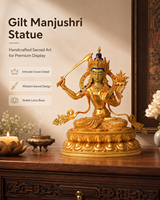 Statue de Bodhisattva Manjushri en cuivre plaqué or, faite à la main, directement de l'usine, sculpture bouddhiste personnalisée pour l'autel du temple