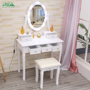 Wayon Children's MDF Vanity Set with Mirror &amp; <strong>Stool</strong>, <strong>Pink</strong> Fairy-Themed Makeup Table for Little Princess Bedroom - Product Image 1