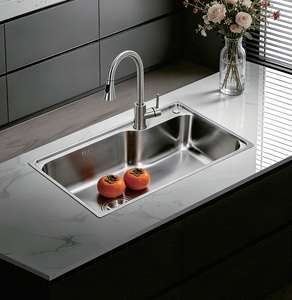 Évier de cuisine encastrable fait main à deux trous, cuve unique, en acier inoxydable SUS304, finition noir mat PVD, revêtement nano noir, usine OEM - Product Image 3