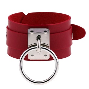 Punk di Grandi Dimensioni A Doppio Strato di Pelle Della Copertura Della Fascia Del Braccialetto Del Polso Bondage BDSM In Metallo Argento O Rotonda Gotico Braccialetti - Product Image 2