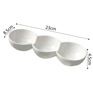 Ensemble de bols modernes à trois compartiments pour sauces et accompagnements, blancs brillants, <span class=keywords><strong>en</strong></span> <span class=keywords><strong>porcelaine</strong></span>, pour desserts et snacks - Product Image 6