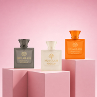 Flacon de parfum en verre transparent de haute qualité, vide, 30 ml, 50 ml, 100 ml, avec étiquette personnalisée, couvercle en alliage de zinc Zamac doré, argenté, noir