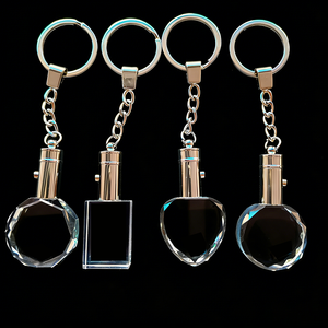 Wholesale Custom 30*12mm 3D Laser Engraving LED Synthetic Crystals Eco-Friendly Gift Box K9 Crystal <b>Keychain</b> <b>Personalized</b> - Product Image 1