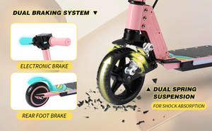 Stock entrepôt UE/USA – Trottinette électrique légère <span class=keywords><strong>2</strong></span> roues pour enfants, moteur brushless 130W, 24V <span class=keywords><strong>2</strong></span>.5AH, suspension intégrale, pliable - Product Image 4