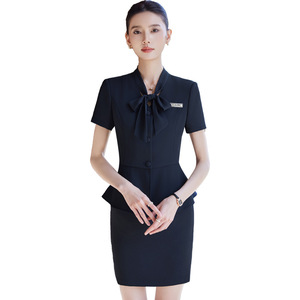 Hotel Uniforms Women Short Sleeve Suit Set Summer 2025 Professional Workwear For Hotel Receptionist Waitress - Product Image 5
