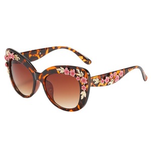 Gafas de Sol de Moda para Mujer 2024, Gafas de Sol Retro Vintage con Forma de Ojo de Gato, Gafas de Sol Coloridas con Flores - Product Image 3