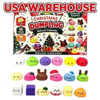 Calendrier de l'Avent surprise mystère en forme de dumpling, mignon et moelleux, avec balles anti-stress et jouets à presser, en provenance des États-Unis