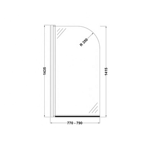 <span class=keywords><strong>Mampara</strong></span> de <span class=keywords><strong>Ducha</strong></span> Redonda Moderna sin Marco de 6 mm con Panel <span class=keywords><strong>Fijo</strong></span> y Cuadrante para Baño - Product Image 2