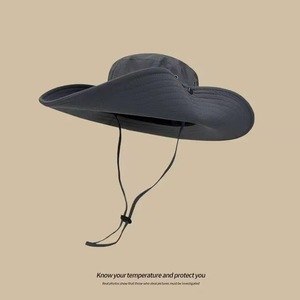 หมวกชาวประมง ปีกกว้าง ปรับได้ กันแดด ระบายอากาศได้ดี หมวกสำหรับฤดูร้อนกลางแจ้ง สีเขียวทหาร สีเทาเข้ม สีดำ สีน้ำตาล สีน้ำเงินกรมท่า สีเบจ - Product Image 5