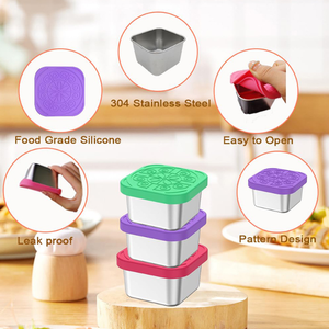 Boîte à collation rectangulaire mini en acier inoxydable 100 ml, pour salade, sauce, aliments, avec couvercle en plastique anti-fuite sans BPA, pour nouveau-né - Product Image 6