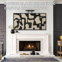 Ensemble d'art mural sur toile abstrait géométrique moderne au design minimaliste, cadre en métal noir, 2 pièces, 60x90cm, décoration de salon à suspendre
