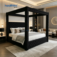 Lit à baldaquin à quatre poteaux en MDF rembourré, ensemble de meubles de chambre à coucher, vente en gros directe usine Foshan