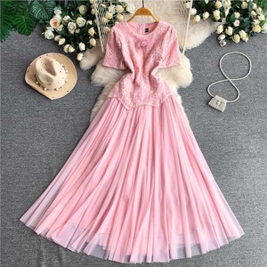 Robe de soirée rose de luxe pour femme, en tulle romantique, à ourlet évasé, longue, pour bal, fête, invitée de mariage, tenue de cérémonie, vente en gros - Product Image 5