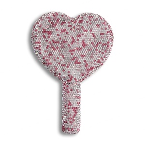 Heart Shape Decorative Vanity <b>Mirror</b> Makeup Seed Beads <b>Mirror</b> Silver <b>Compact</b> Pocket Handheld <b>Mirror</b> - Product Image 2
