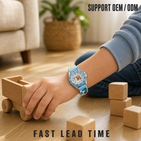 Montre à Quartz pour Enfants avec Cadran Rotatif et Bracelet à Breloques 3D, Personnalisable avec Logo, Faible MOQ, Vente en Gros OEM/ODM, Direct Usine