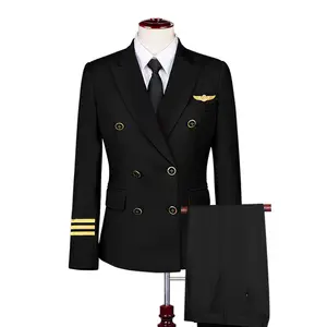 ZX Factory Custom Shipping Cruises Captain Uniforms Sets Men's Suit Costume Blazer Pants Shirts Three Piece Sets