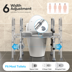 Silla de Inodoro para Pacientes Mayores, Metálica, Ajustable, Plegable, Silla de Ducha, Ayuda para Inodoro, Equipo de Rehabilitación - Product Image 4