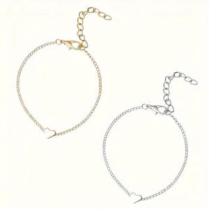 Pulsera de Cadena con Corazón, Aleación de Plata Tibetana, Joyería Linda para Mujer, Regalo, Pulseras con Dijes de Moda - Product Image 2